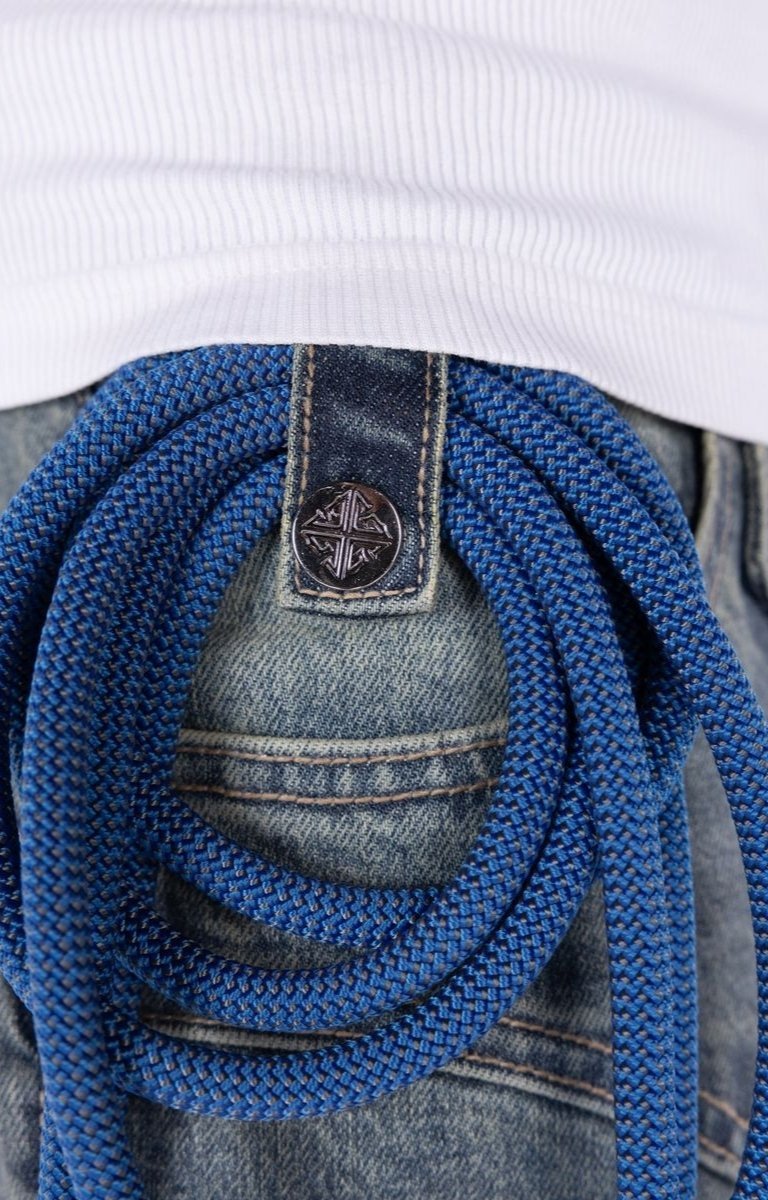 Guapi Aqua Blue Waxed Rope Stacked Cargo Denim Jeans