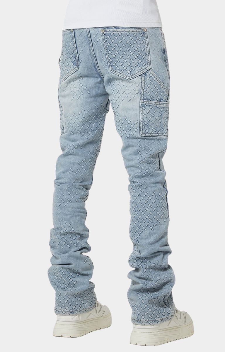 Engineered seam and panel construction on Guapi denim