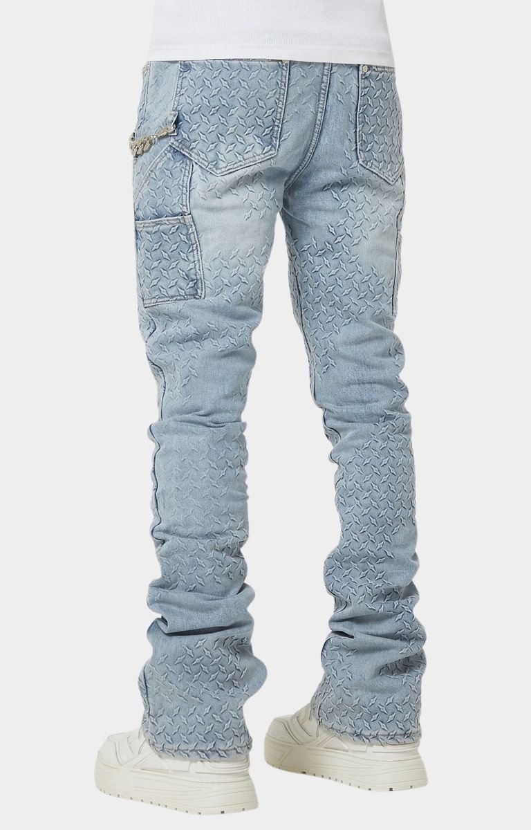 Back view of Guapi Aqua Blue Steel Plate Denim.