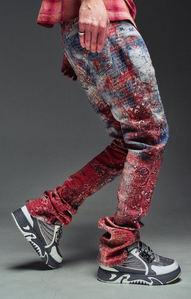 Guapi Red Dust Bandana Denim | Crystal Embellishments