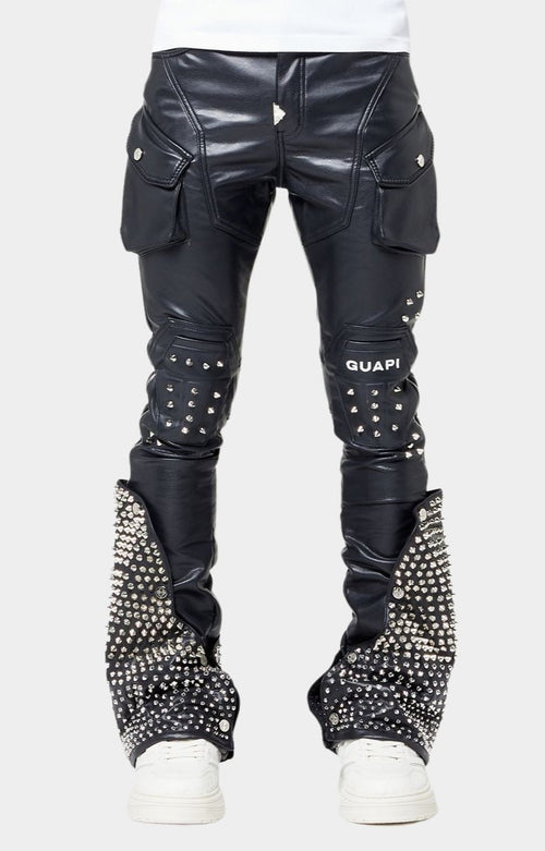 Guapi Coffin Arc Leather Pant V2 – Studded Stacked Flare Pants