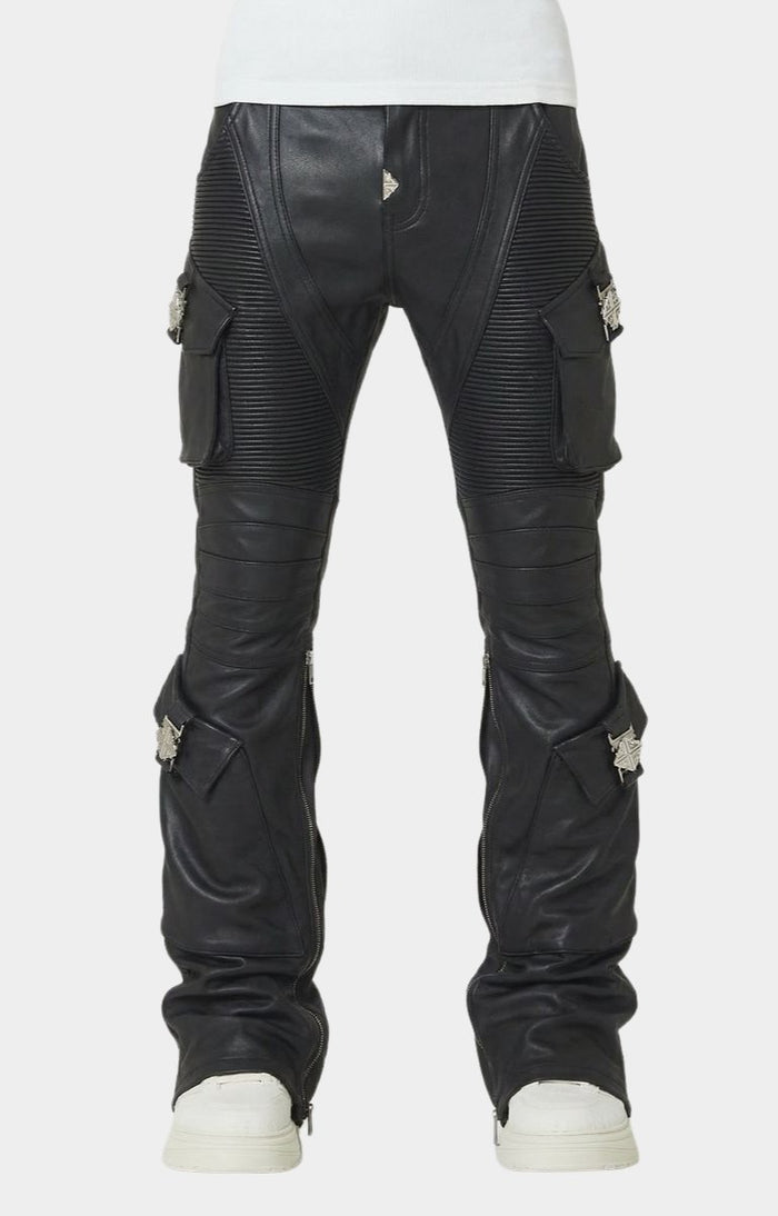 GUAPI Black Ops Leather Pant | Moto Cargo Stacked Pants