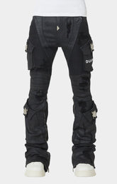 GUAPI Black Ops Waxed Denim front view with cargo pockets.