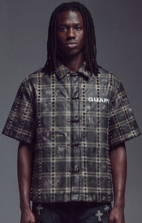 Guapi black shirt with custom toggle front closures.
