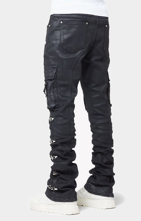 GUAPI Obsidian Black Waxed Cargo Denim