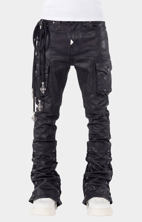 Guapi black waxed rope denim front view