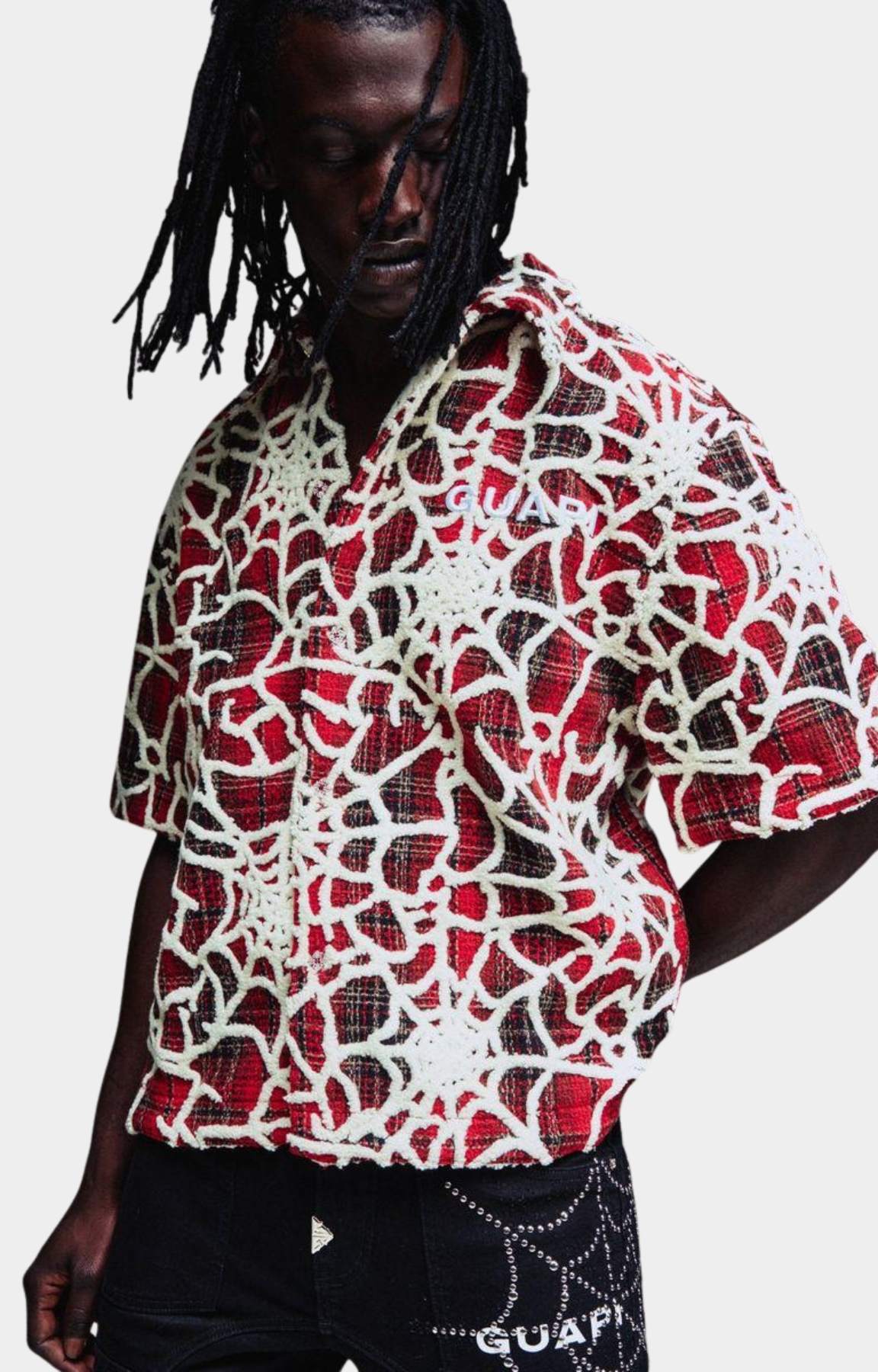 Guapi Blood Red Widow Web Shirt front view.