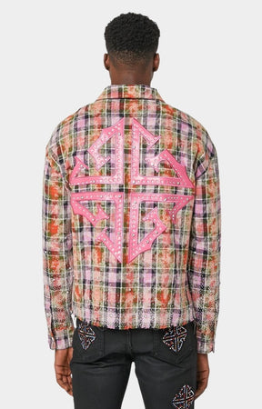 Guapi Blush Pink Rhinestone Flannel back cross design