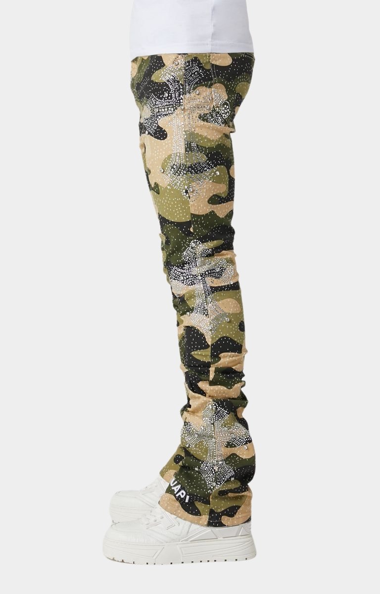 Designer camouflage skinny jeans styled in urban streetwear look