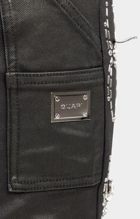 Guapi Obsidian Black Waxed Spider Denim – With Rhinestone