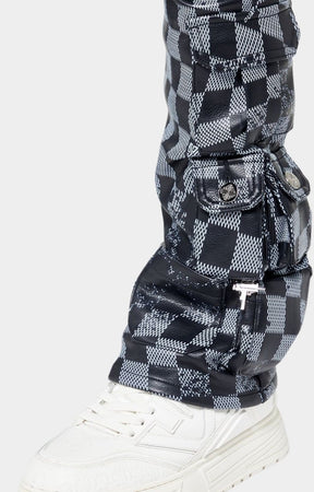 Streetwear outfit styled with Guapi checkerboard leather cargo pants