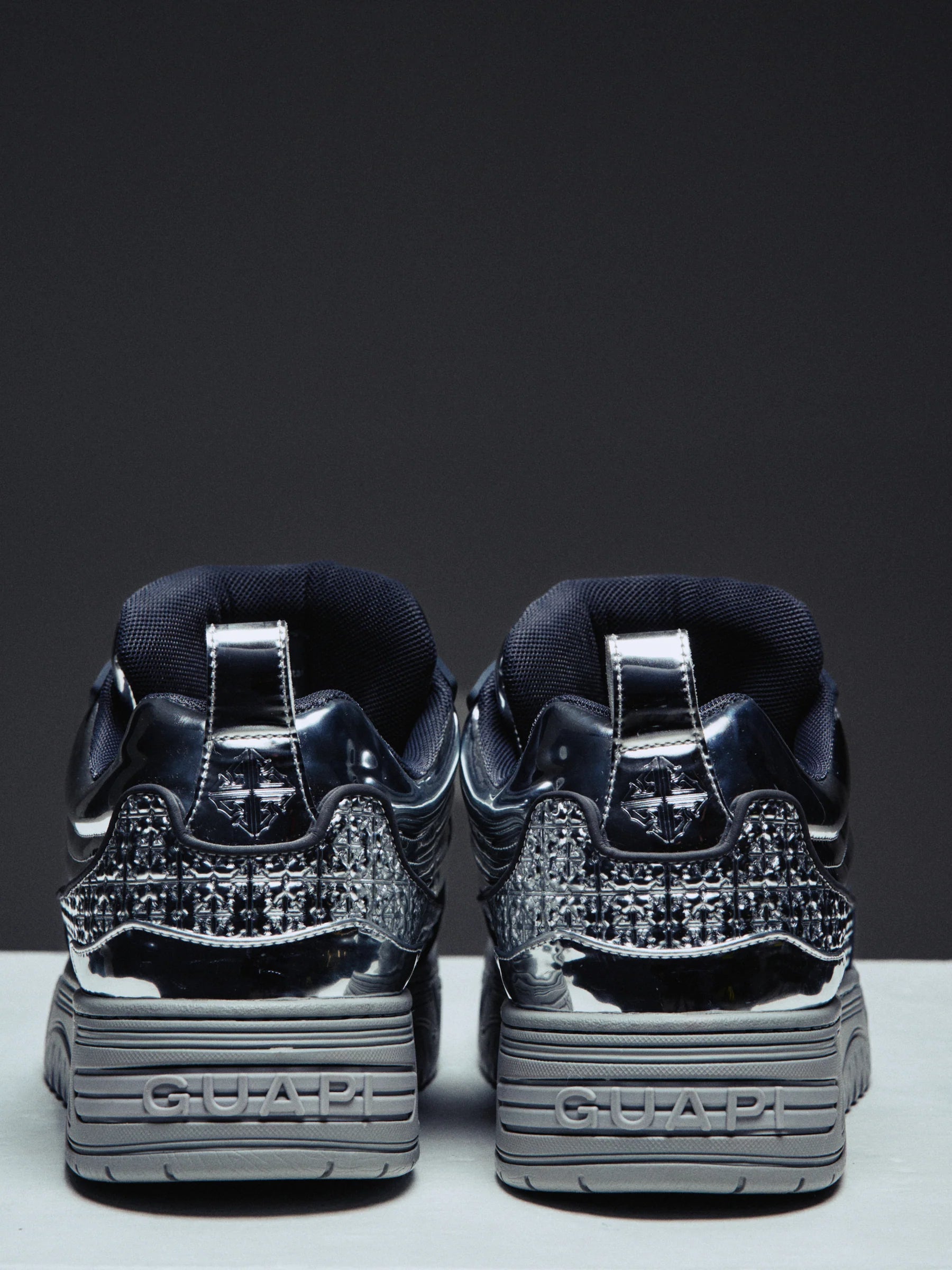 Guapi Chrome Skate Star, Metallic Leather Sneakers, Luxury Streetwear Sneakers, Designer Chrome Sneakers, Statement Fashion Sneakers, Guapi Statement Shoes.