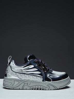 Guapi Chrome Skate Star, Metallic Leather Sneakers, Luxury Streetwear Sneakers, Designer Chrome Sneakers, Statement Fashion Sneakers, Guapi Statement Shoes.