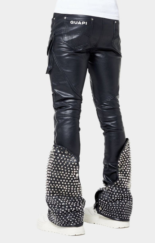 Guapi Coffin Arc Leather Pant V2 – Studded Stacked Flare Pants