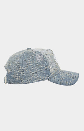 Side view of GUAPI Vintage Blue Cross Cap