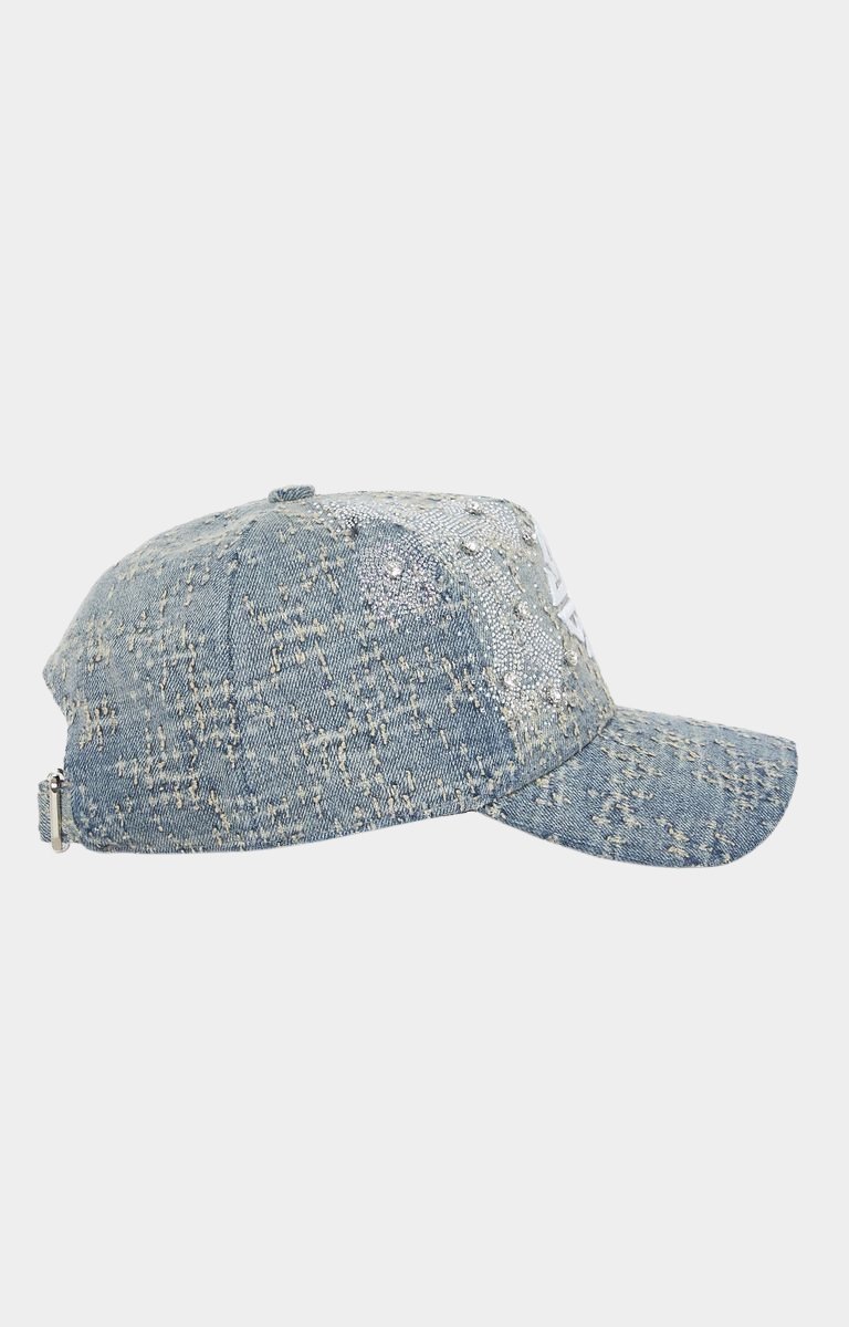 Side view of GUAPI Vintage Blue Cross Cap