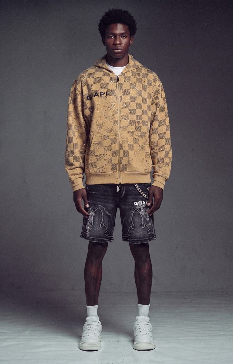Guapi Desert Brown Stardust Zip-Up Hoodie
