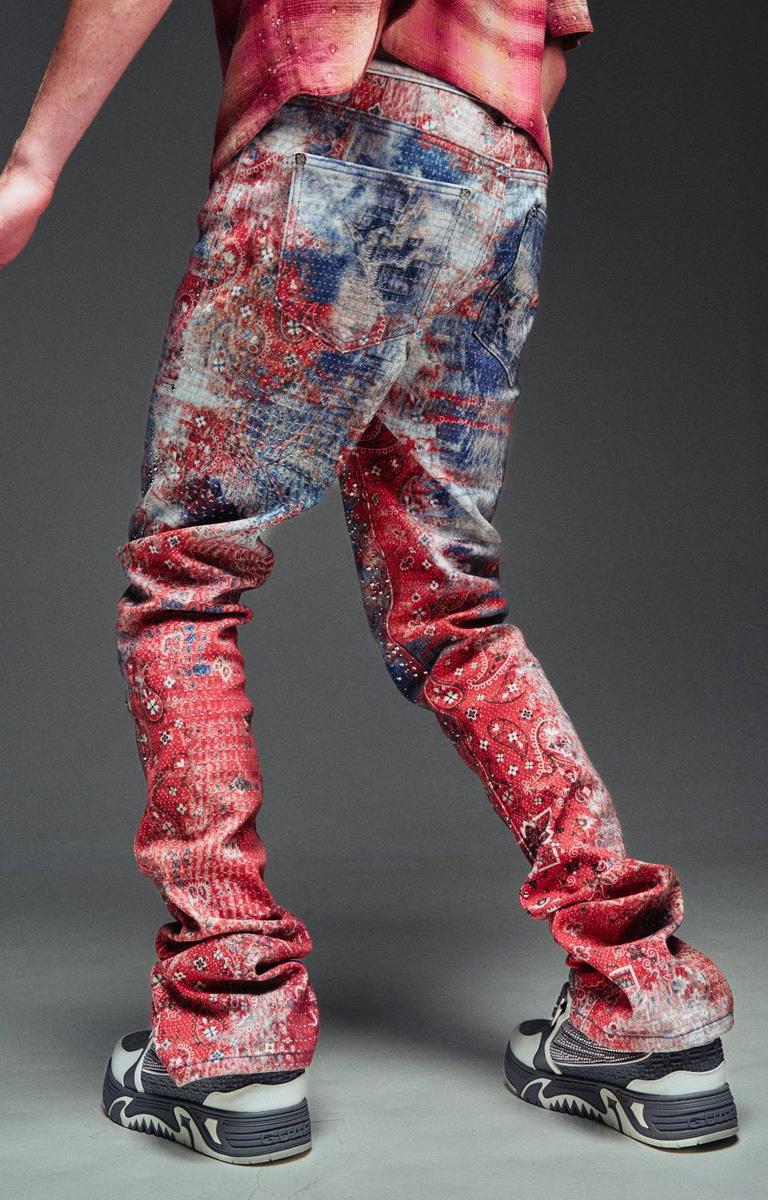 Guapi Red Dust Bandana Denim | Crystal Embellishments