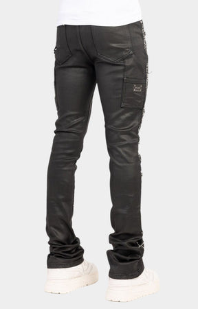 Guapi Obsidian Black Waxed Spider Denim – With Rhinestone