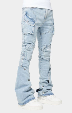 Dual side zipper detail on GUAPI Coffin Arc denim.