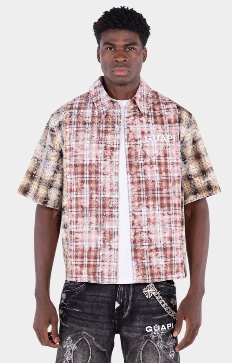 Guapi Eclipse plaid button up shirt featuring premium cotton construction.