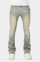 GUAPI Faded Cross Denim V2 front view with crystal crosses.