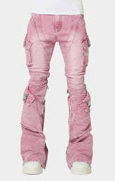 GUAPI French Rose Black Ops Denim front view with cargo pockets.