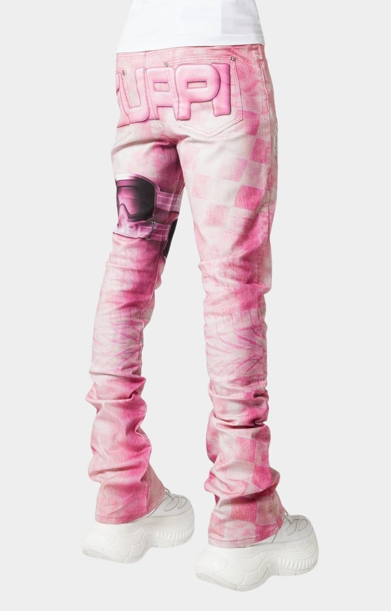Guapi French Rose Racer Denim | Gradient Pink Stacked Jeans for