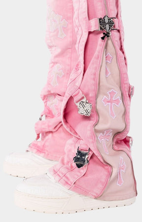 Streetwear denim jeans featuring full-length side zipper detailing