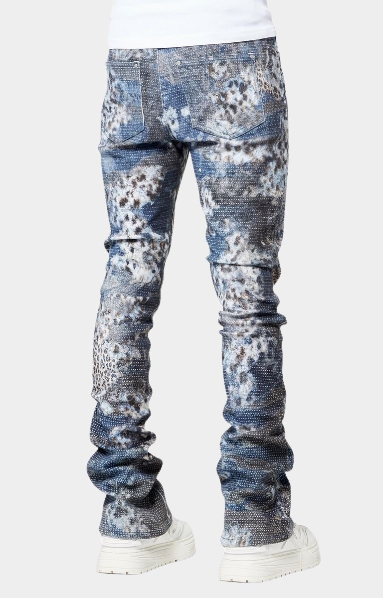 GUAPI Aqua Blue Hakai Denim | Distressed Stacked Designer Jeans