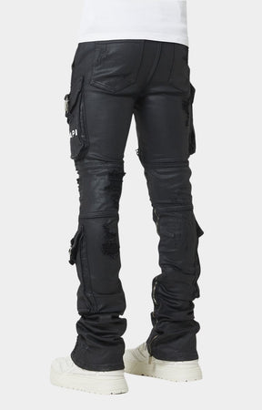 Inner calf zipper detail on GUAPI Black Ops denim.