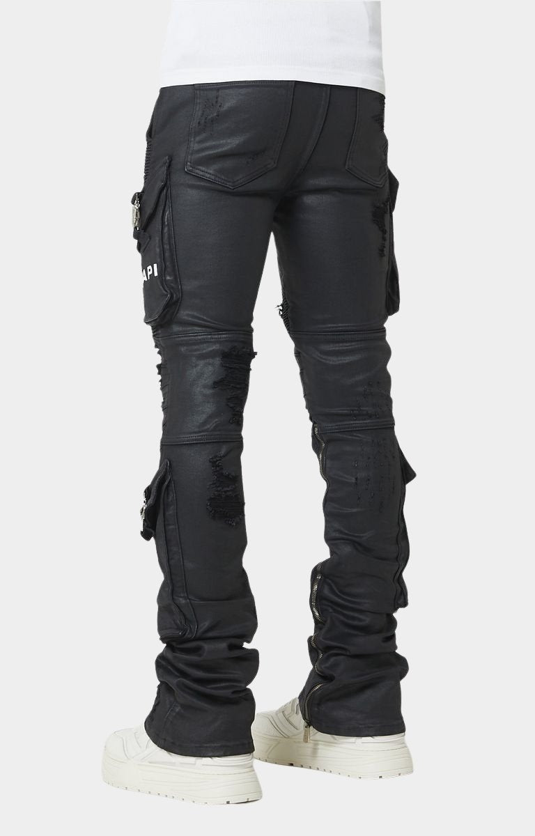 Inner calf zipper detail on GUAPI Black Ops denim.