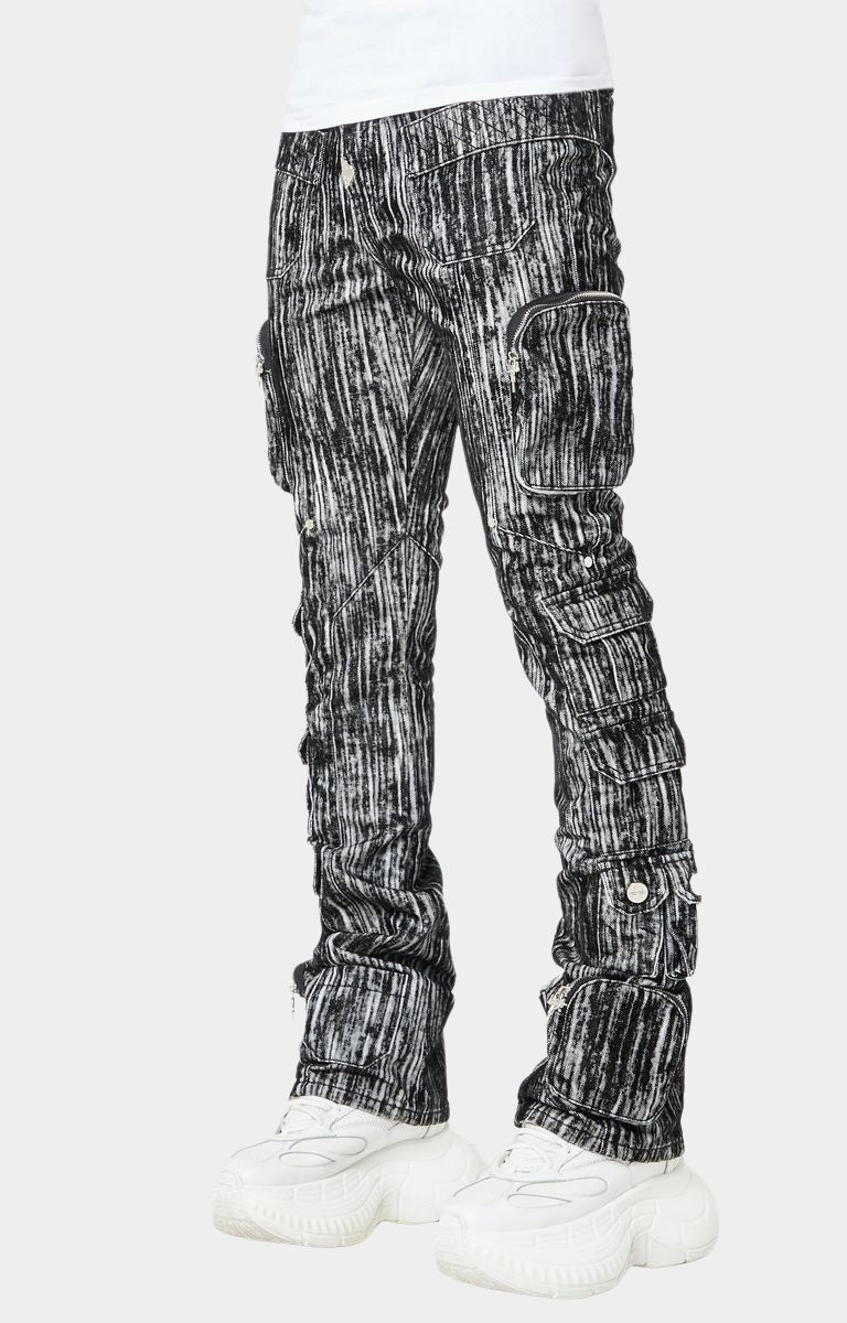 Guapi Iron Grey Cargo Denim V2 – Stacked Skinny Cargo Jeans