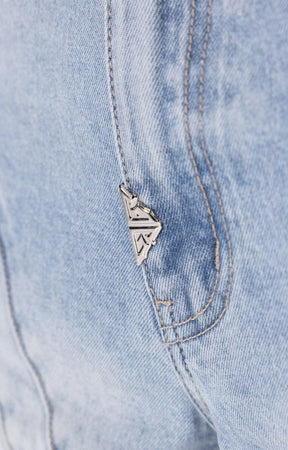 Guapi Aqua Blue Cross Buckle Denim Shorts