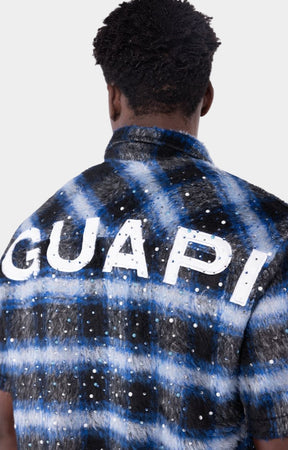 Embroidered GUAPI logo detail on Midnight Sky Shirt.
