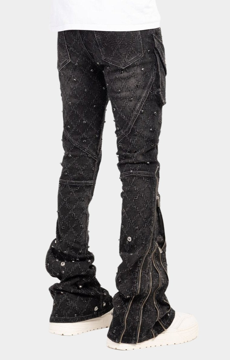 Guapi Obsidian Black Coffin Arc Embellished Denim