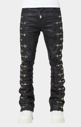 GUAPI Obsidian Black Aviation Clasp Denim front view.