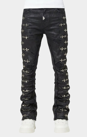 GUAPI Obsidian Black Aviation Clasp Denim front view.