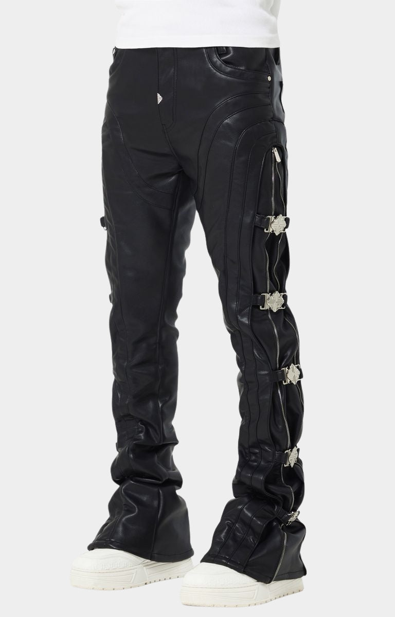 Guapi Obsidian Black Buckle Leather Pant luxury streetwear lifestyle look