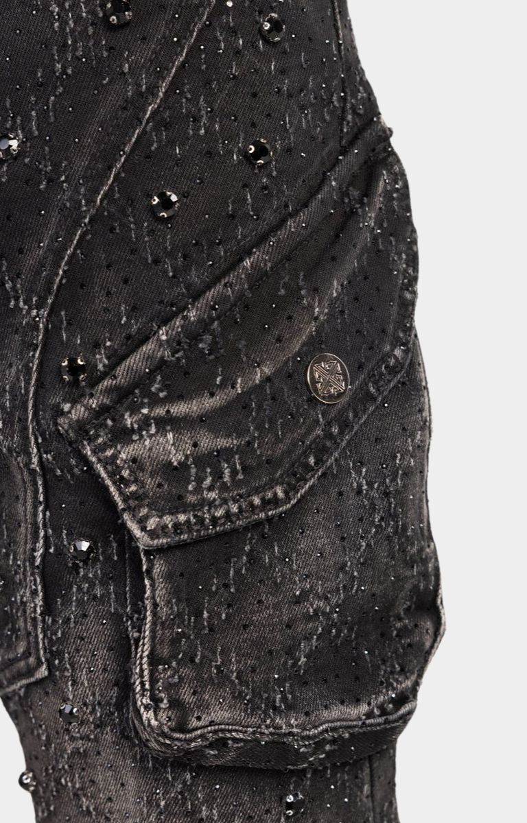Guapi Obsidian Black Coffin Arc Embellished Denim