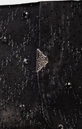 Guapi Obsidian Black Coffin Arc Embellished Denim