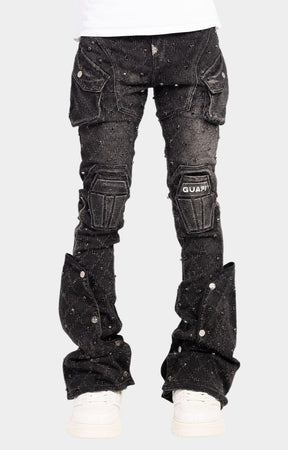 Guapi obsidian black coffin arc denim front view.
