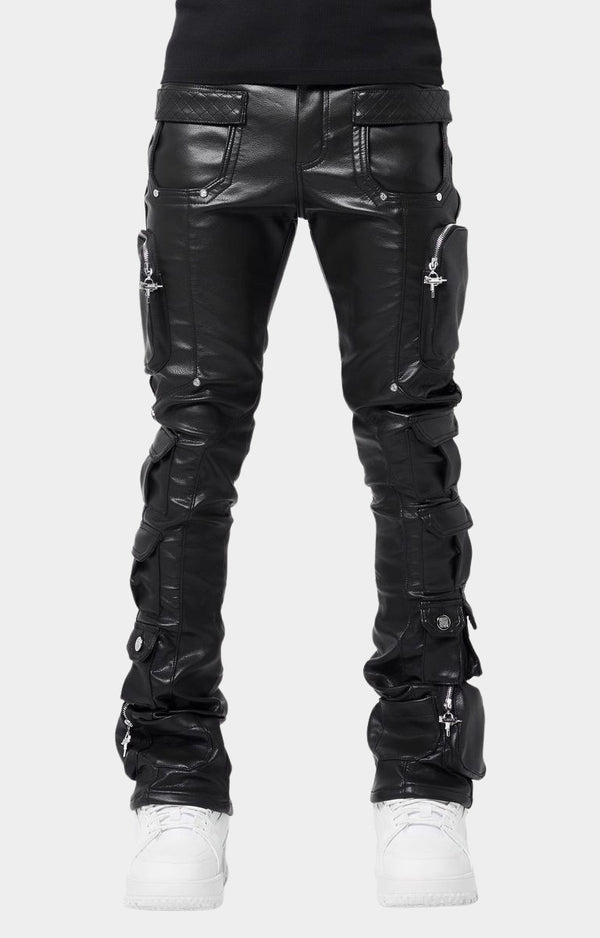 Guapi Obsidian Black Leather Cargo Pants – Premium Utility Leather ...