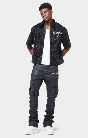 GUAPI Obsidian Black Waxed Cargo Denim
