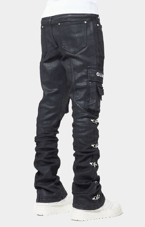 GUAPI Obsidian Black Waxed Cargo Denim