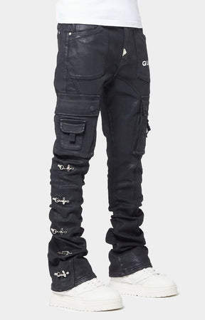 GUAPI Obsidian Black Waxed Cargo Denim