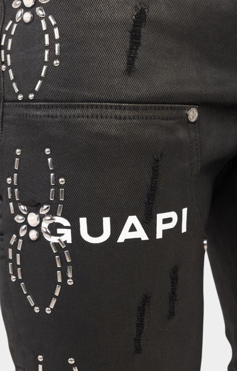 Guapi Obsidian Black Waxed Spider Denim – With Rhinestone