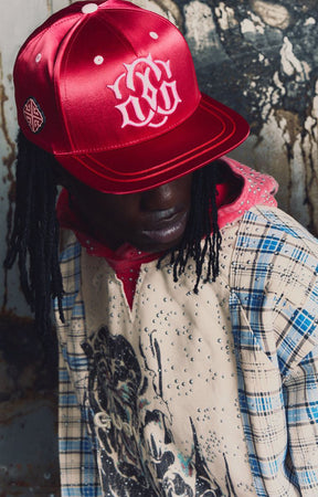 GUAPI Panther Plaid Hoodie - Cream & Blue Graphic Streetwear