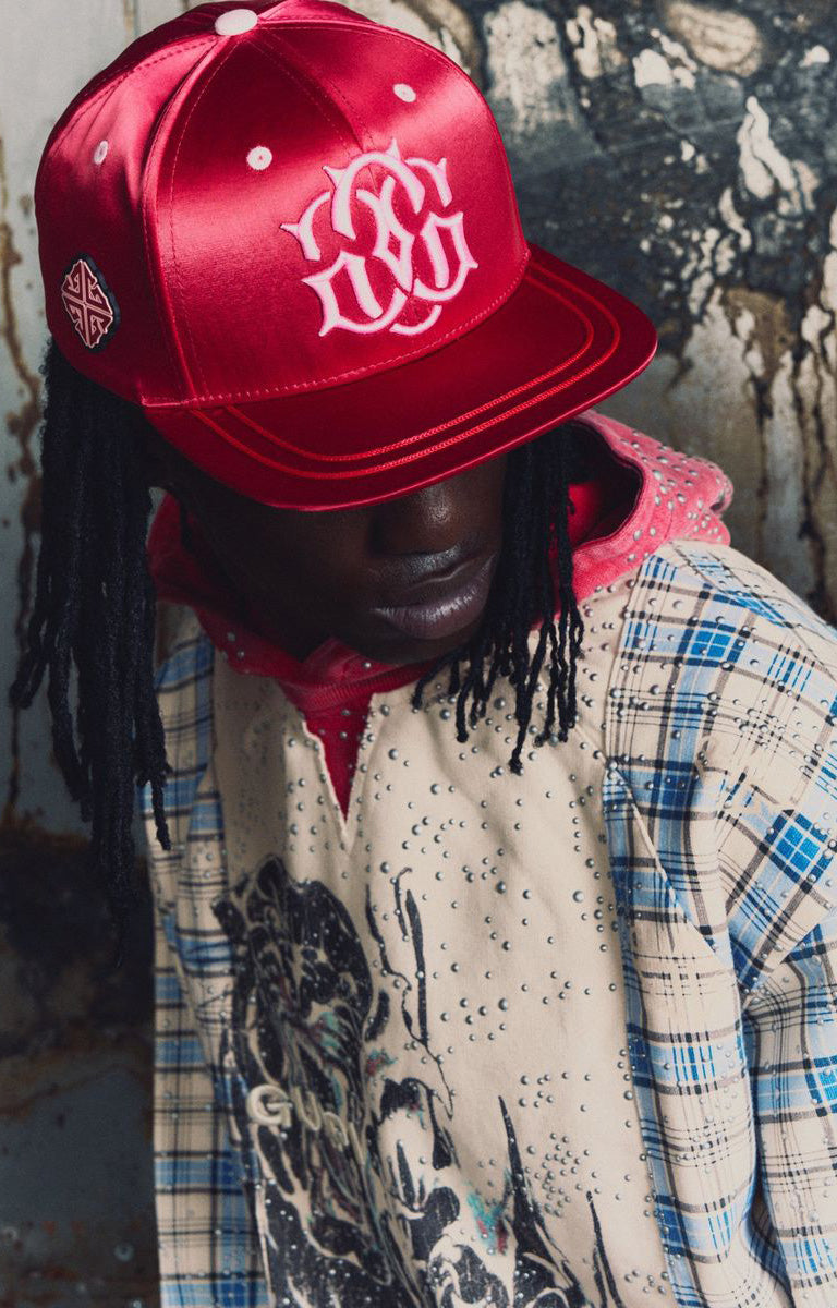 GUAPI Panther Plaid Hoodie - Cream & Blue Graphic Streetwear
