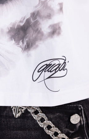 Premium cotton graphic t-shirt with oversized front and back graphics.